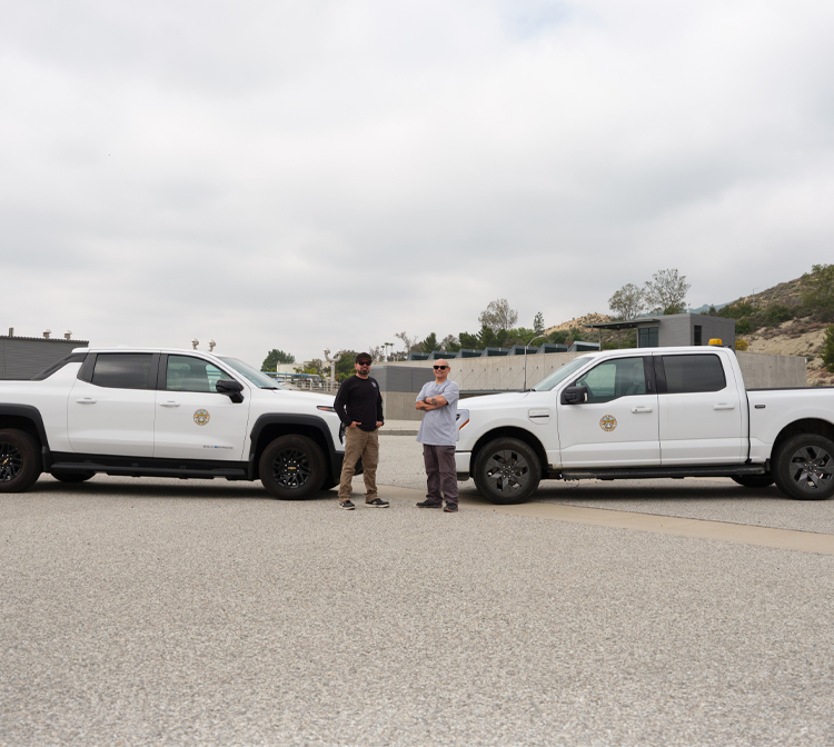 Two fleet trucks with two MWD staff.