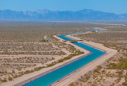Colorado River Aqueduct stretching through the Mojave Desert