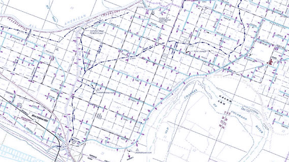 Irrigation plumbing plan on a grading map