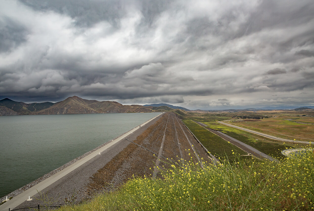 Diamond Valley Lake on a cloudy day