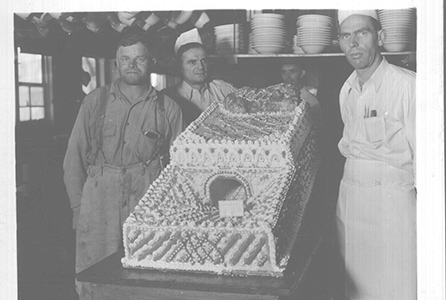 Ben Arp’s West Iron Mountain Tunnel hole through cake, 1935.